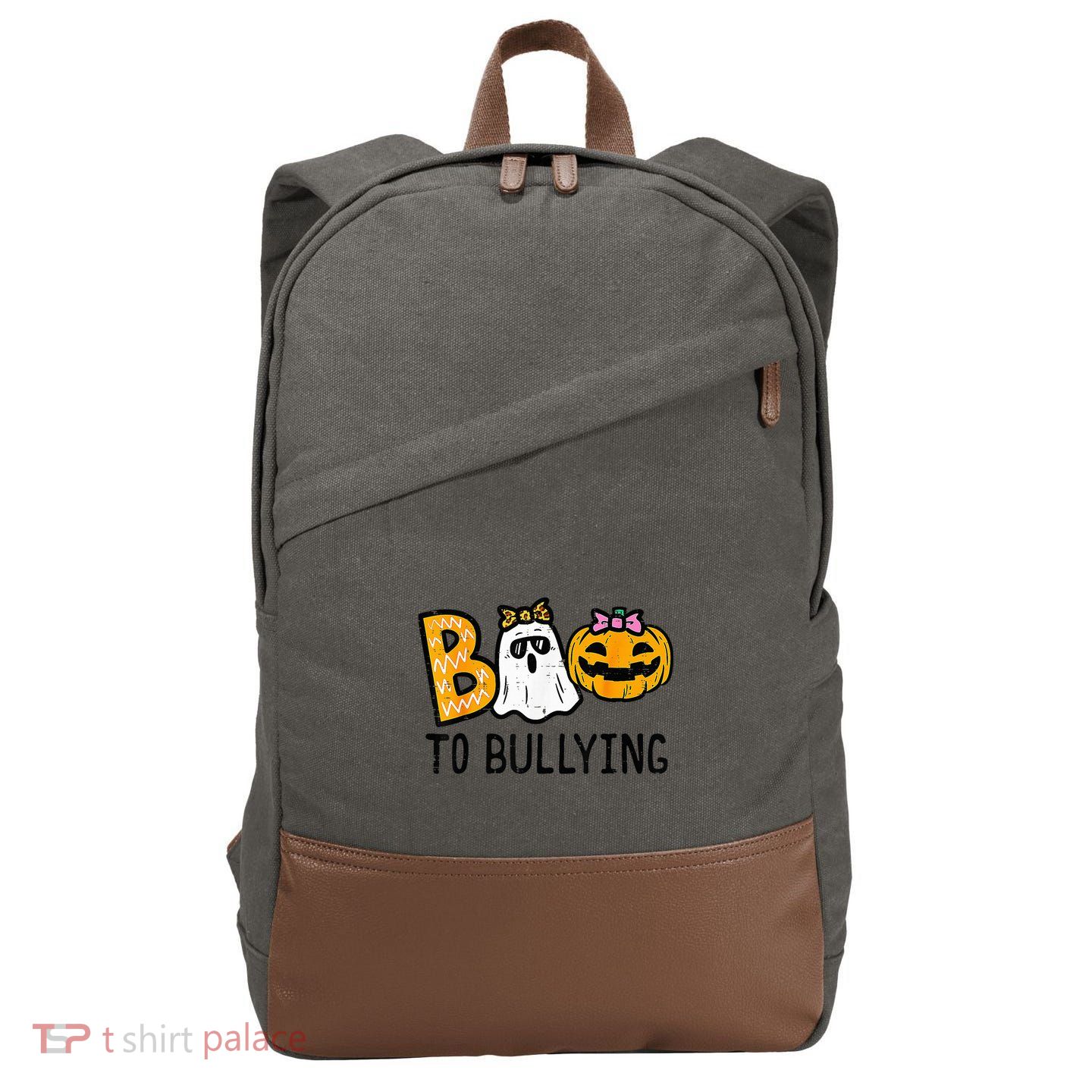 Boo To Bullying Ghost Pumpkin Orange Anti Bully Unity Day Cotton Canvas Backpack