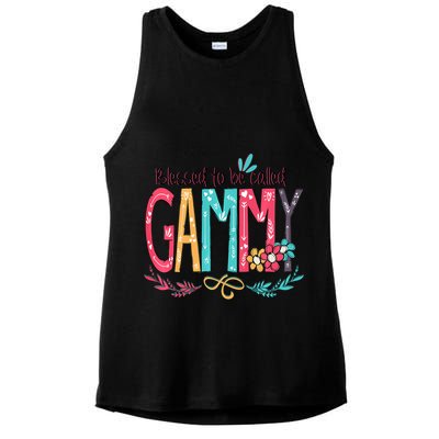 Blessed To Be Called Gammy Colorful Grandma Ladies PosiCharge Tri-Blend Wicking Tank