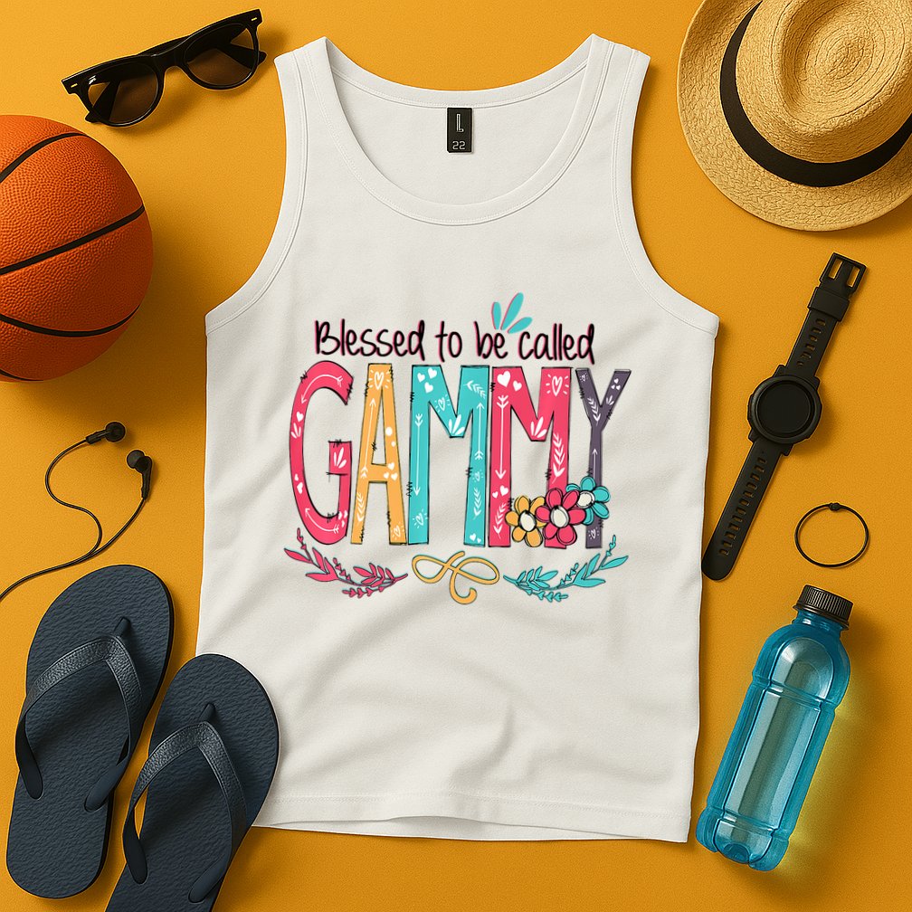 Blessed To Be Called Gammy Colorful Grandma Tank Top