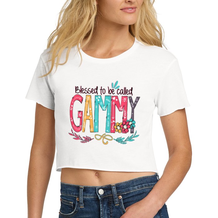Blessed To Be Called Gammy Colorful Grandma Crop Top