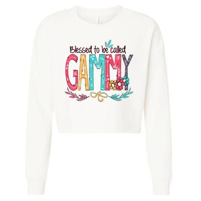 Blessed To Be Called Gammy Colorful Grandma Cropped Pullover Crew