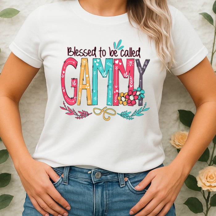 Blessed To Be Called Gammy Colorful Grandma Womens T-Shirt