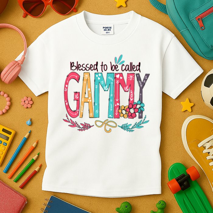 Blessed To Be Called Gammy Colorful Grandma Kids T-Shirt