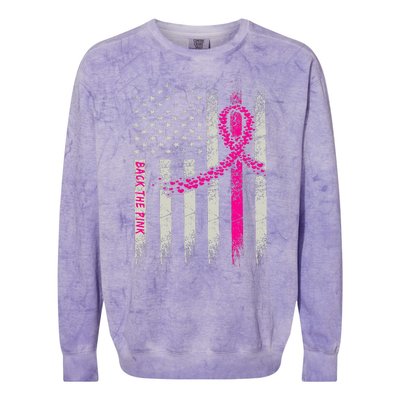 Back The Breast Cancer Awareness Flag Colorblast Crewneck Sweatshirt