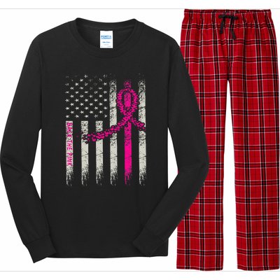 Back The Breast Cancer Awareness Flag Long Sleeve Pajama Set