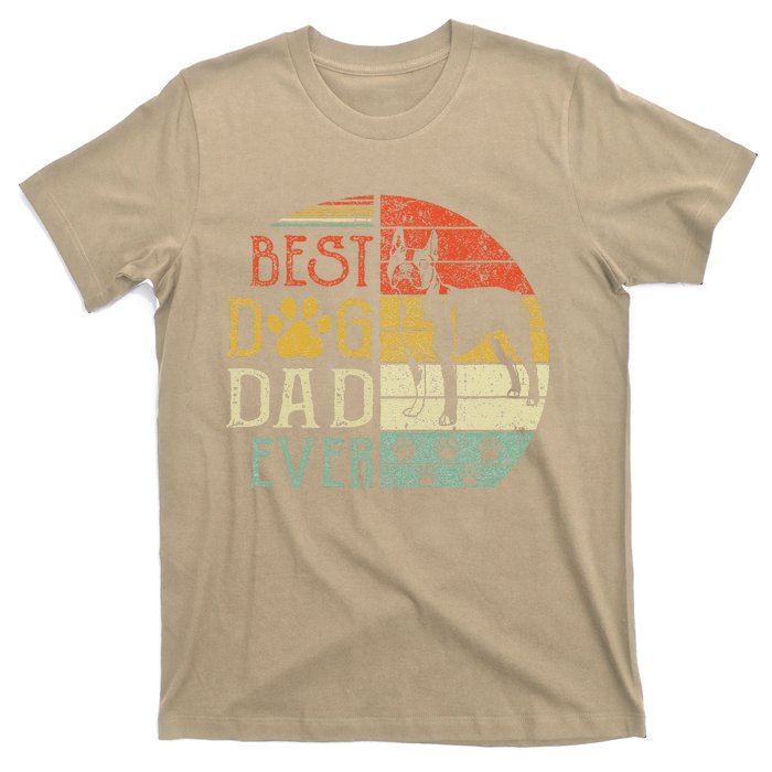 Boston Terrier Best Dog Dad Ever Vintage FatherS Day Retro T-Shirt