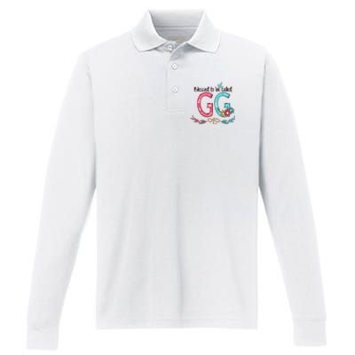 Blessed To Be Called Gg Colorful Grandma Performance Long Sleeve Polo