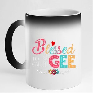 Blessed To Be Called Gee Colorful Art 11oz Black Color Changing Mug