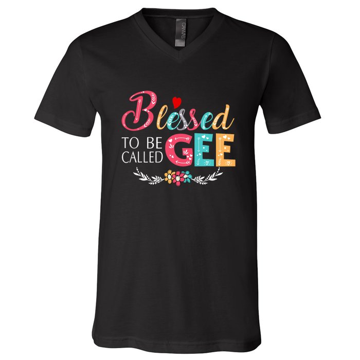 Blessed To Be Called Gee Colorful Art V-Neck T-Shirt