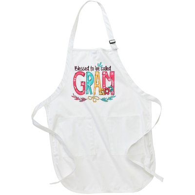 Blessed To Be Called Gram Colorful Grandma Full-Length Apron With Pockets