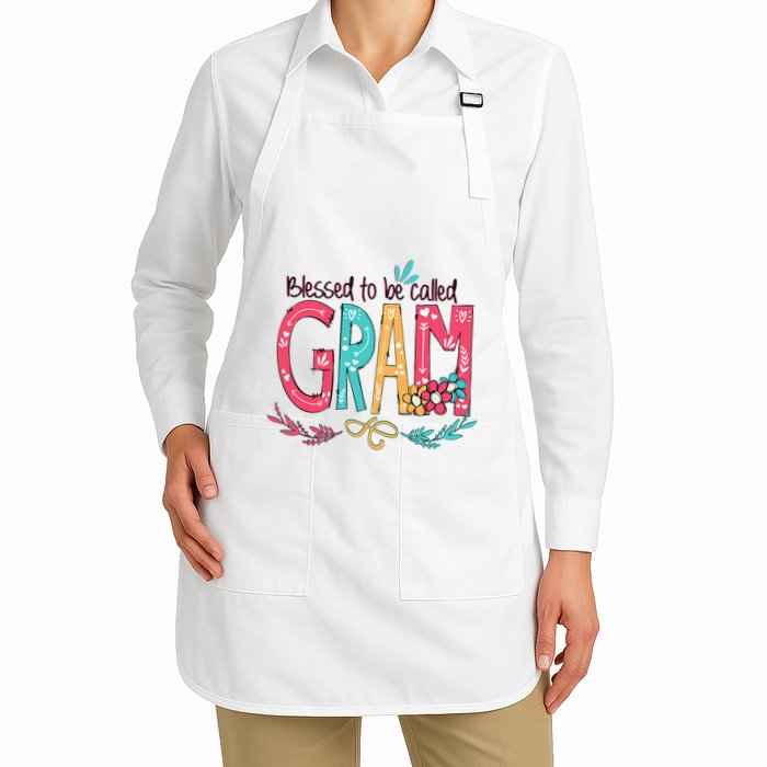 Blessed To Be Called Gram Colorful Grandma Full-Length Apron With Pockets