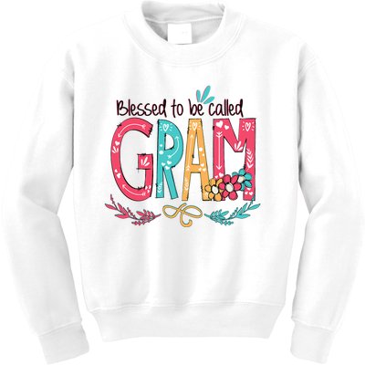 Blessed To Be Called Gram Colorful Grandma Kids Sweatshirt