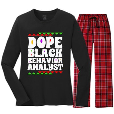 Behavior Technician BCBA ABA Dope Black Behavior Analyst Women's Long Sleeve Flannel Pajama Set 