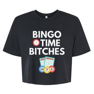 Bingo Time Bitches Funny Game Lover Gift Humor Bella+Canvas Jersey Crop Tee