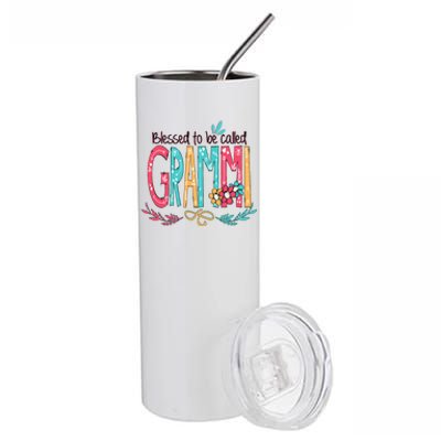 Blessed To Be Called Grammi Colorful Grandma Stainless Steel Tumbler