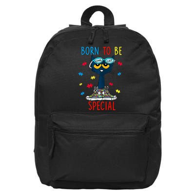Born To Be Special Autism Awareness Autism Heart Autism Cool Cat 16 in Basic Backpack