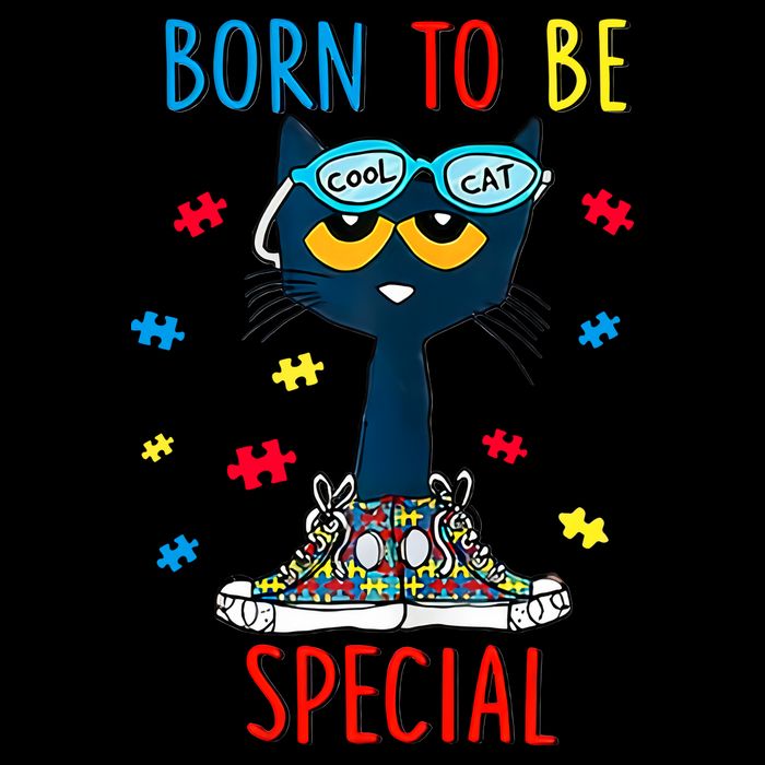Born To Be Special Autism Awareness Autism Heart Autism Cool Cat Zip Tote Bag