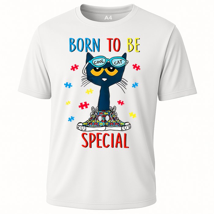 Born To Be Special Autism Awareness Autism Heart Autism Cool Cat Cooling Performance Crew T-Shirt