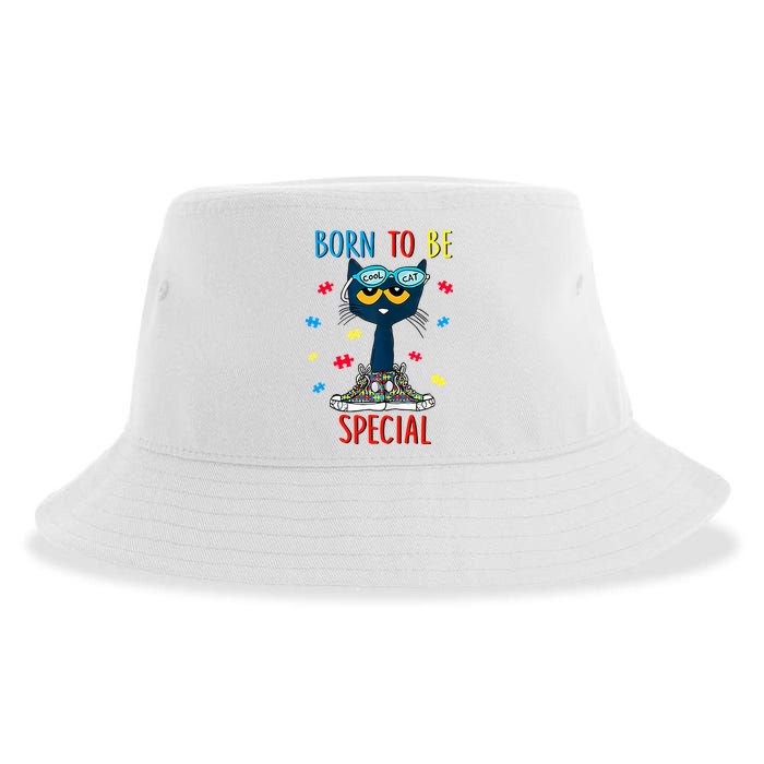 Born To Be Special Autism Awareness Autism Heart Autism Cool Cat Sustainable Bucket Hat