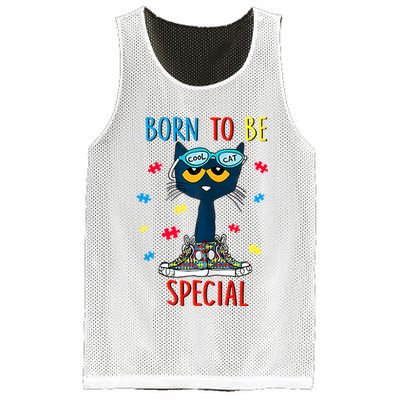 Born To Be Special Autism Awareness Autism Heart Autism Cool Cat Mesh Reversible Basketball Jersey Tank