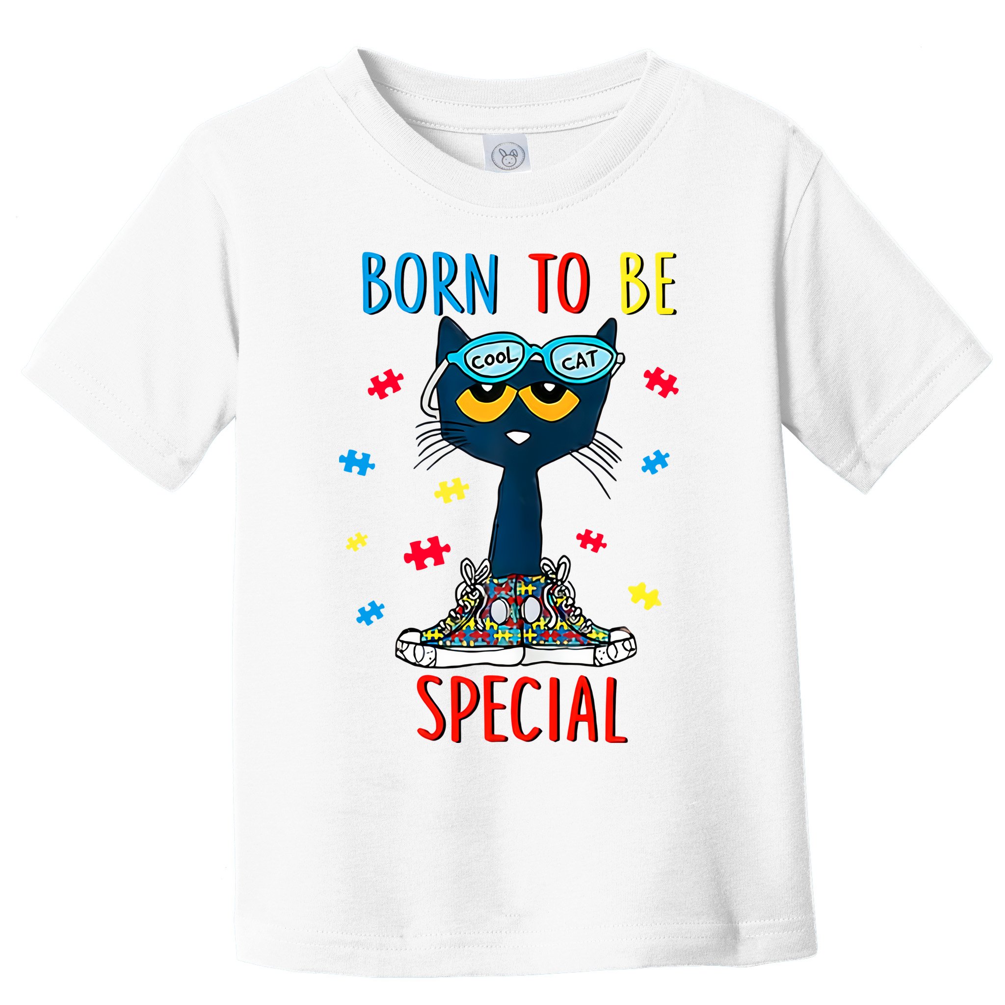 Born To Be Special Autism Awareness Autism Heart Autism Cool Cat Toddler T-Shirt