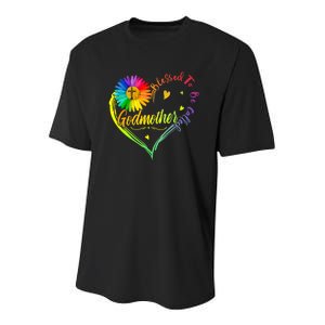 Blessed To Be Called Godmother Costume Heart Daisy Colorful Youth Performance Sprint T-Shirt