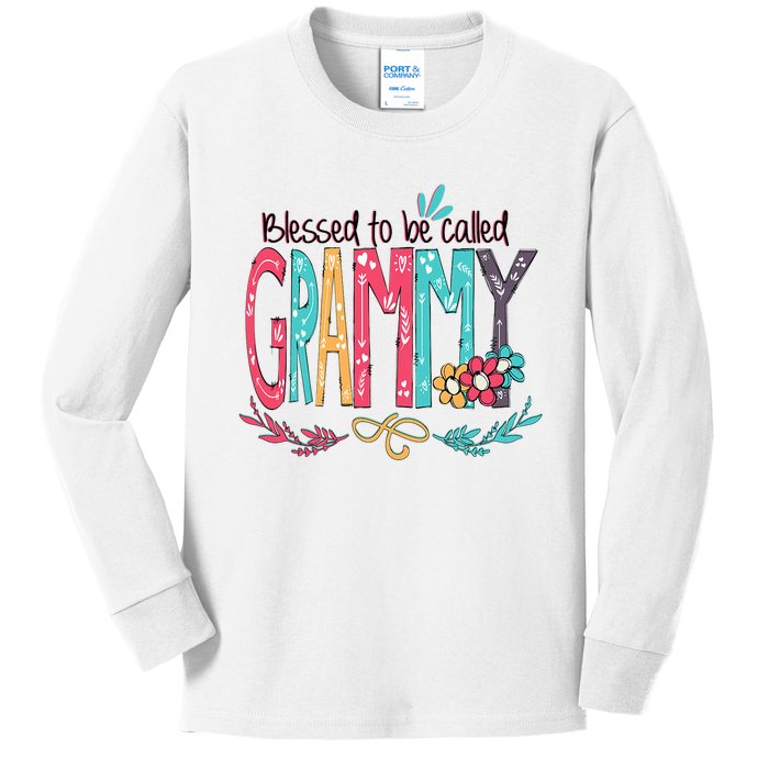 Blessed To Be Called Grammy Colorful Grandma Kids Long Sleeve Shirt