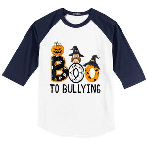 Boo To Bullying Orange Unity Day Anti Bullying Halloween Baseball Sleeve Shirt