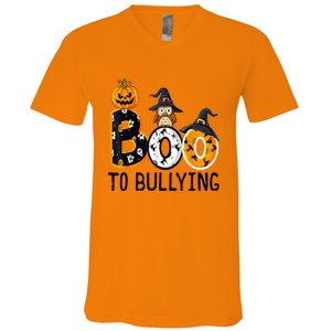 Boo To Bullying Orange Unity Day Anti Bullying Halloween V-Neck T-Shirt