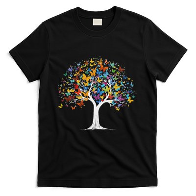 Butterfly Tree Beautiful Butterflies Garden Colorful T-Shirt