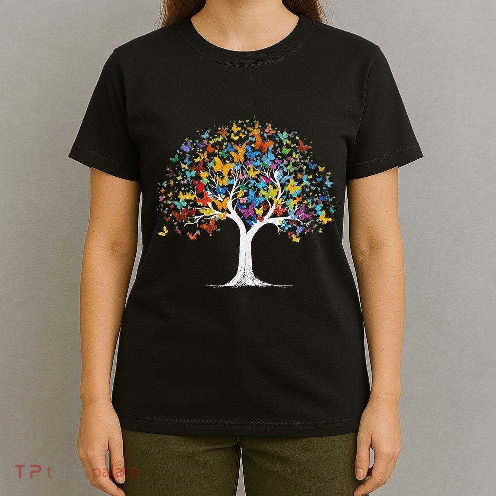Butterfly Tree Beautiful Butterflies Garden Colorful T-Shirt