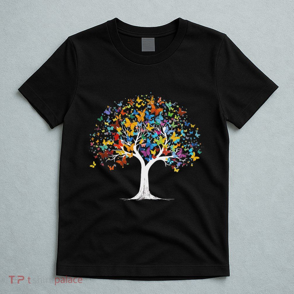 Butterfly Tree Beautiful Butterflies Garden Colorful T-Shirt