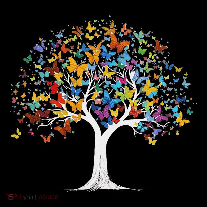Butterfly Tree Beautiful Butterflies Garden Colorful T-Shirt