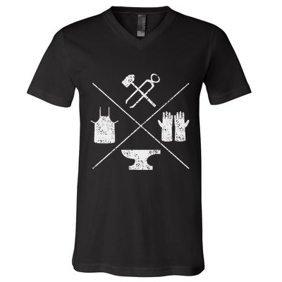 Blacksmithy Tools Blacksmithing Forging Blacksmith V-Neck T-Shirt