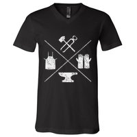 Blacksmithy Tools Blacksmithing Forging Blacksmith V-Neck T-Shirt