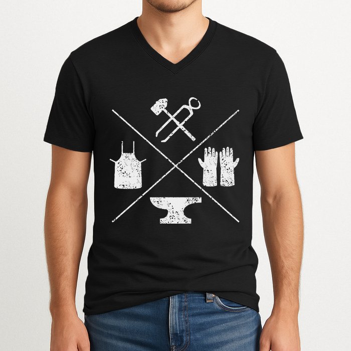 Blacksmithy Tools Blacksmithing Forging Blacksmith V-Neck T-Shirt