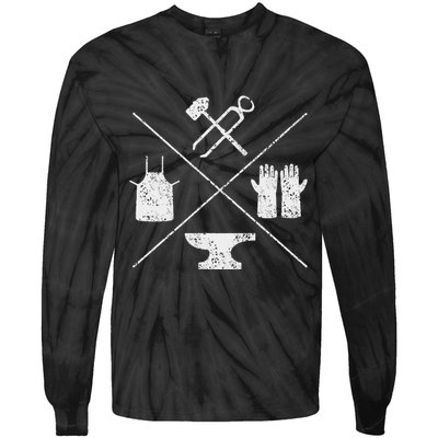 Blacksmithy Tools Blacksmithing Forging Blacksmith Tie-Dye Long Sleeve Shirt