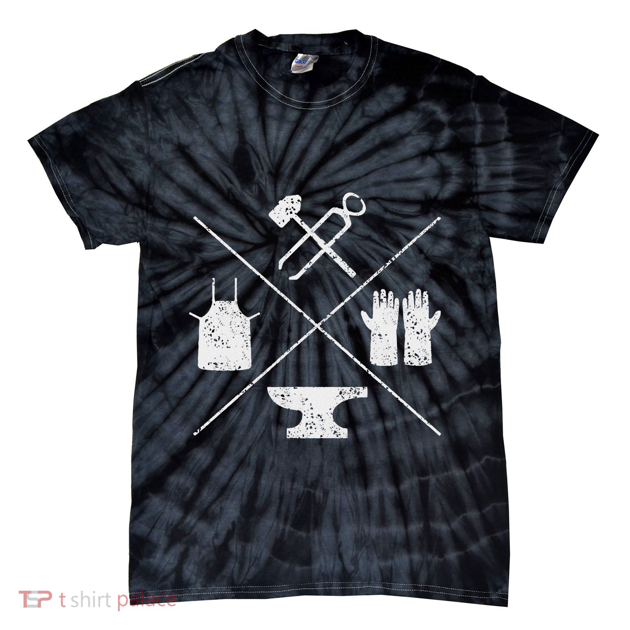 Blacksmithy Tools Blacksmithing Forging Blacksmith Tie-Dye T-Shirt