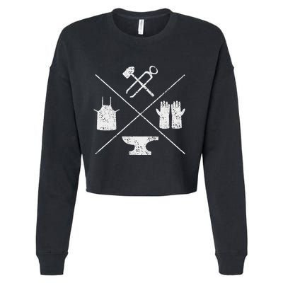 Blacksmithy Tools Blacksmithing Forging Blacksmith Cropped Pullover Crew