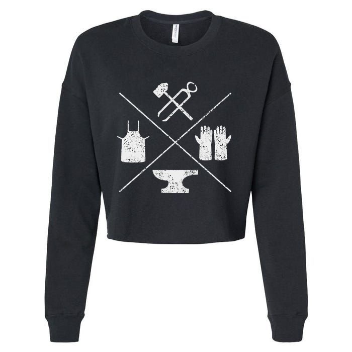 Blacksmithy Tools Blacksmithing Forging Blacksmith Cropped Pullover Crew