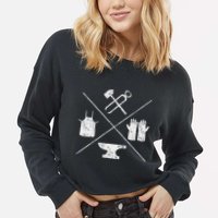 Blacksmithy Tools Blacksmithing Forging Blacksmith Cropped Pullover Crew