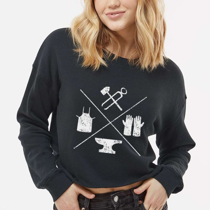 Blacksmithy Tools Blacksmithing Forging Blacksmith Cropped Pullover Crew