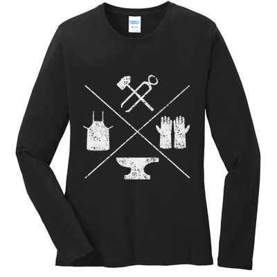 Blacksmithy Tools Blacksmithing Forging Blacksmith Ladies Long Sleeve Shirt