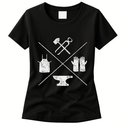 Blacksmithy Tools Blacksmithing Forging Blacksmith Womens T-Shirt