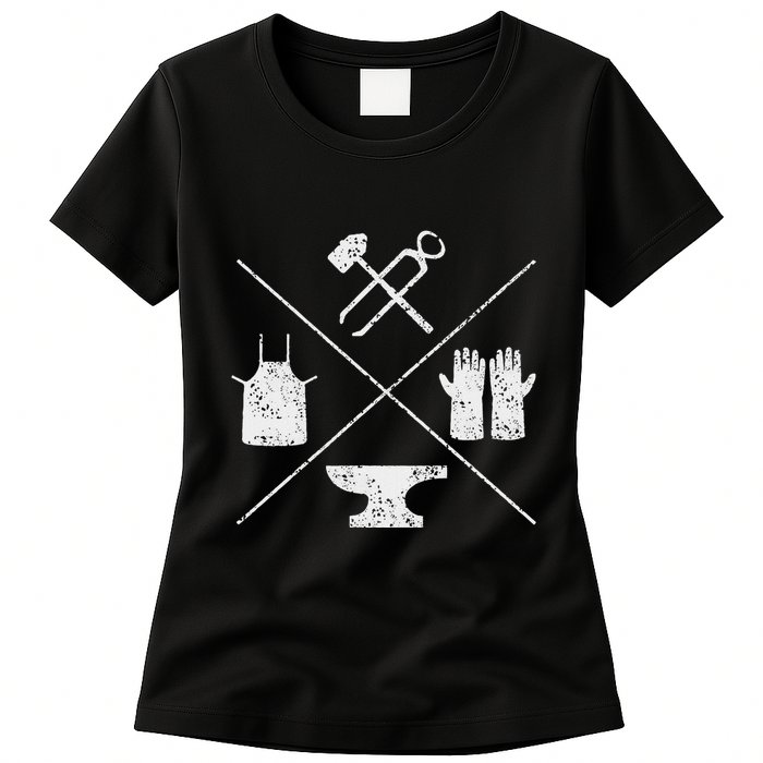 Blacksmithy Tools Blacksmithing Forging Blacksmith Womens T-Shirt