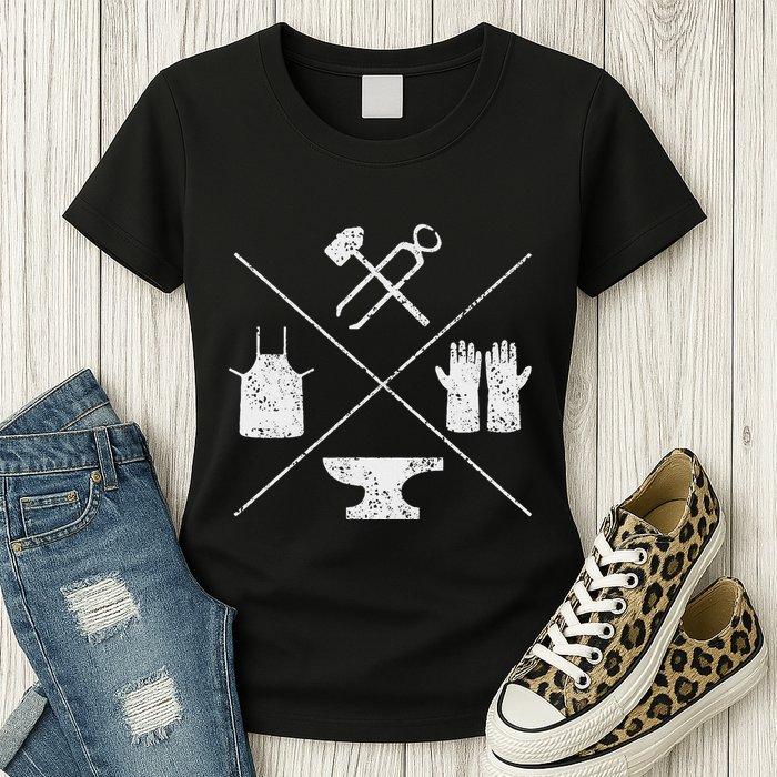 Blacksmithy Tools Blacksmithing Forging Blacksmith Womens T-Shirt