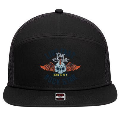 Born To Be Rock Star 7 Panel Mesh Trucker Snapback Hat