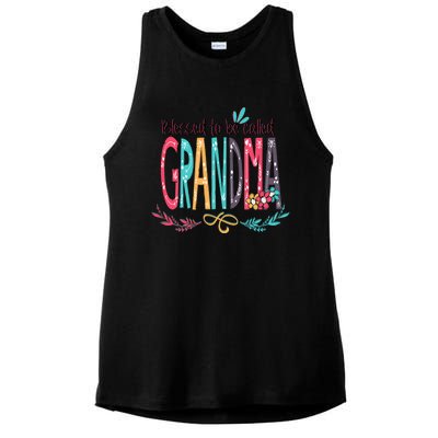 Blessed To Be Called Grandma Colorful Grandma Ladies PosiCharge Tri-Blend Wicking Tank