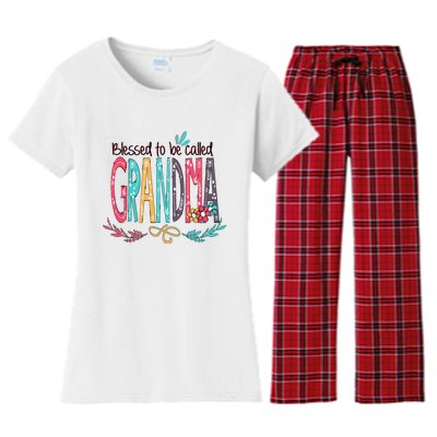 Blessed To Be Called Grandma Colorful Grandma Women's Flannel Pajama Set