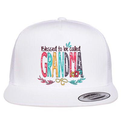 Blessed To Be Called Grandma Colorful Grandma Flat Bill Trucker Hat